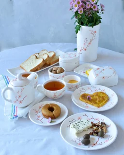 ست صبحانهخوری دو نفره 14 تکه سرامیکی طرح نیلابی